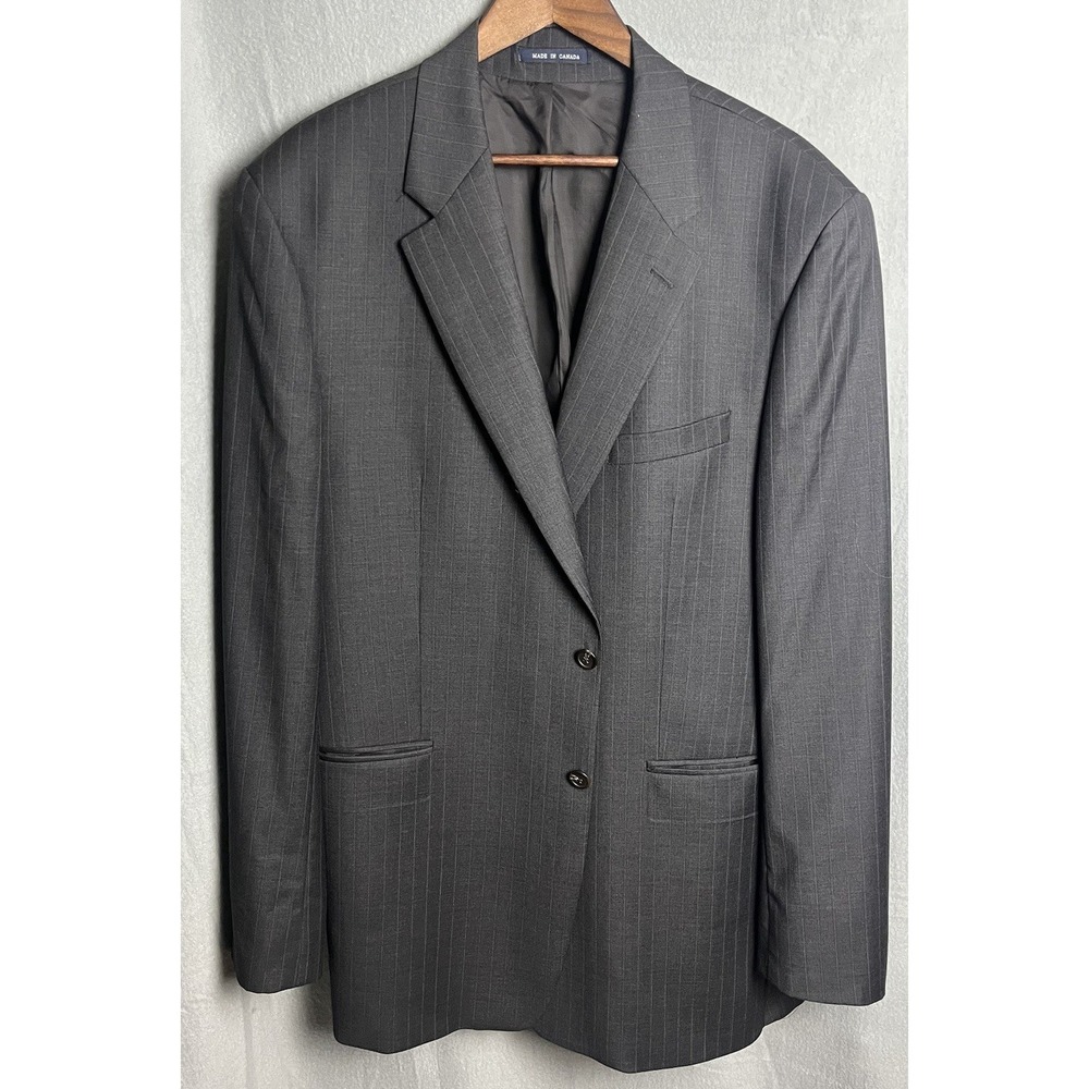 Lauren Ralph Lauren Men's Blazer 46L Charcoal Gray Chalk Stripe Sport Coat‎